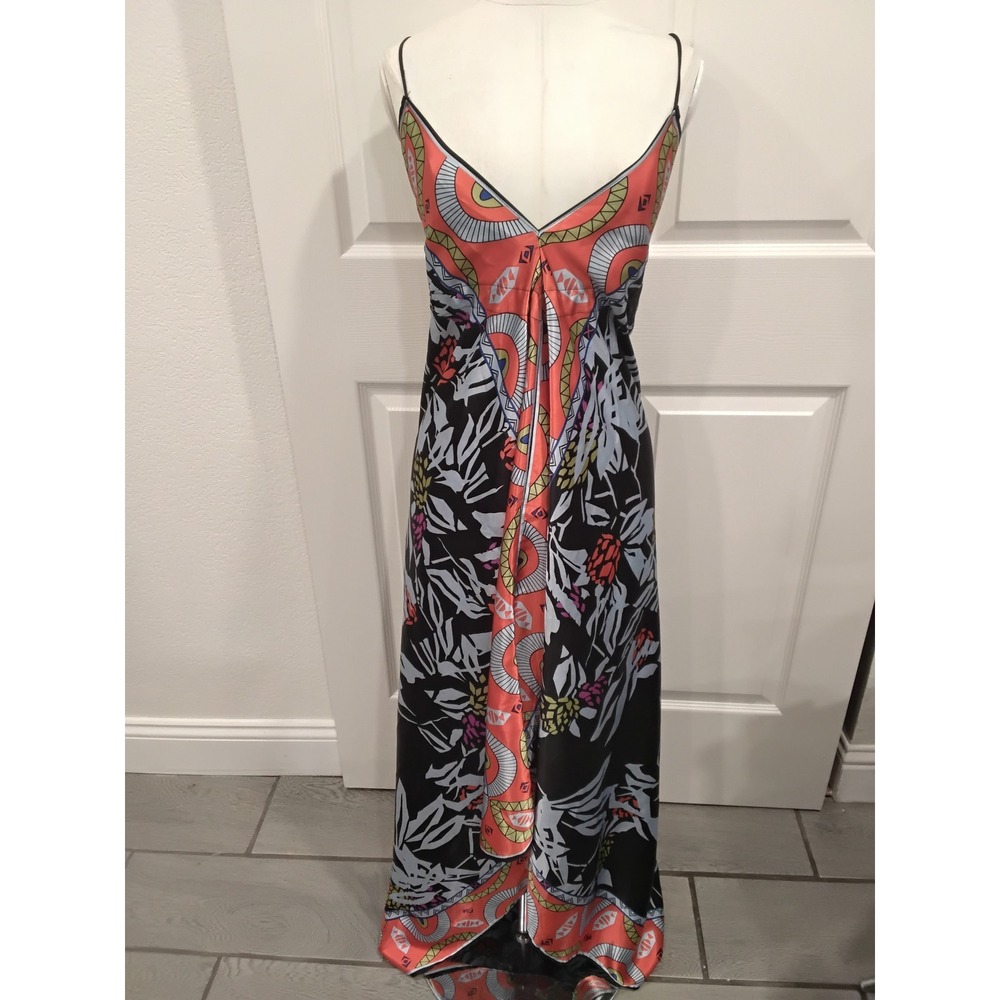 Rubby Ducky‎ Maxi Dress Geometric Snake Print Spaghetti Strap Orange Black-S